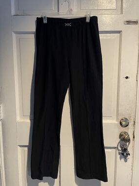 Black Wide-Leg Pull-On Pants